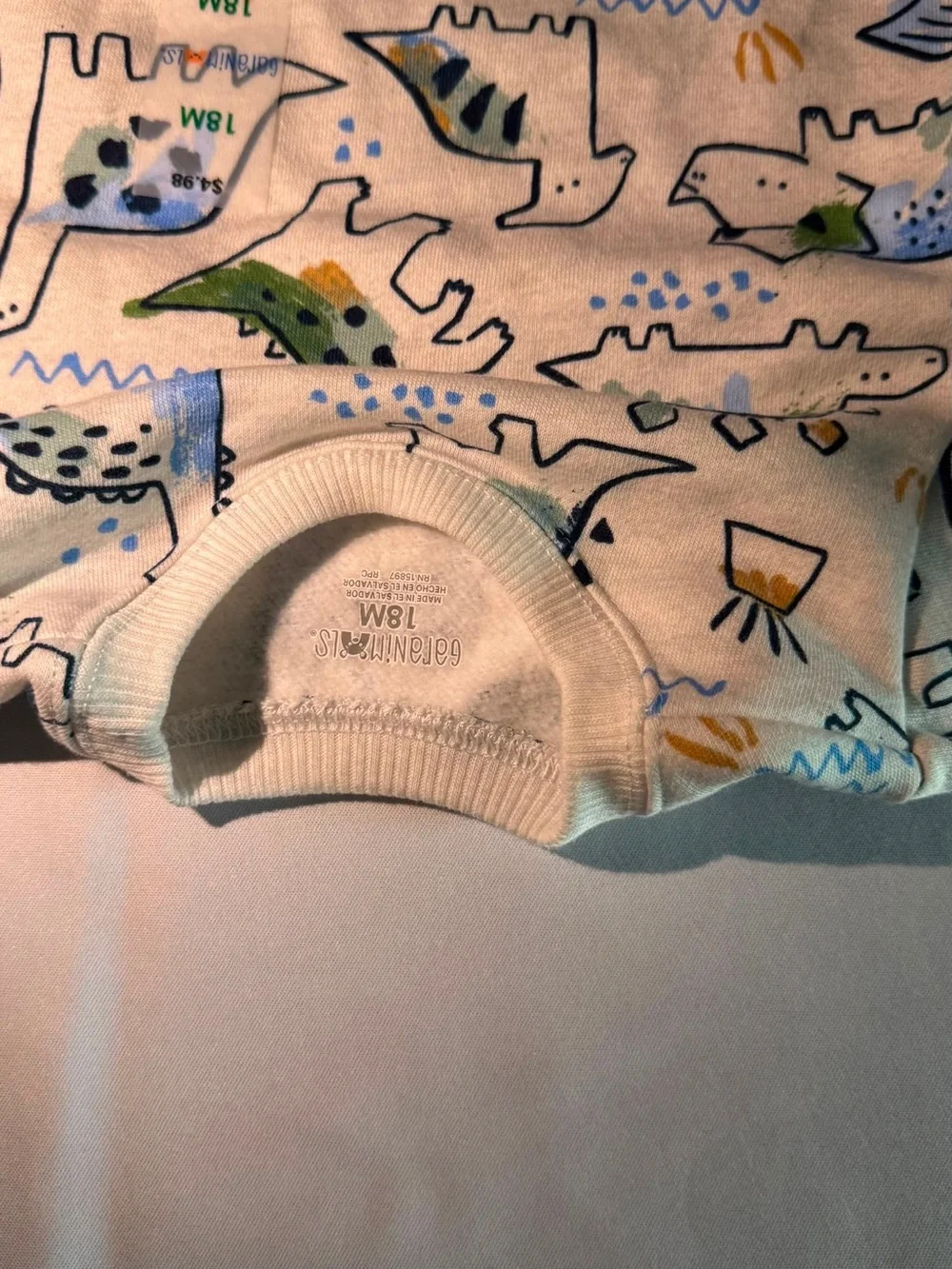 Kids White Dinosaur Print Sweatshirt - Multicolor